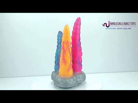 Customizable Multicolor 100% Medical-Grade Silicone Fantasy Monster Dildo with Triple Tentacle Design