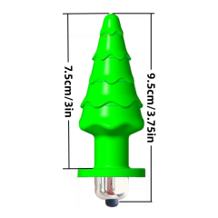 3.74'' Single-Speed Green Tree-Shaped Vibrating Butt Plug - Battery-Powered (3 × LR44)