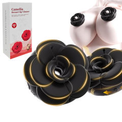 10-Mode Black Color Rose-Shaped Rechargeable Vibrating Nipple Clamps (Pair)