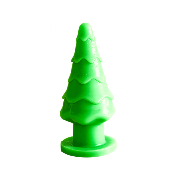 3.74'' Single-Speed Green Tree-Shaped Vibrating Butt Plug - Battery-Powered (3 × LR44)