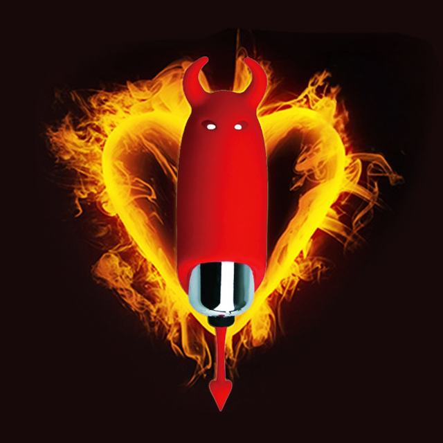 Red Devil-Themed Single-Speed Silicone Bullet Vibrator