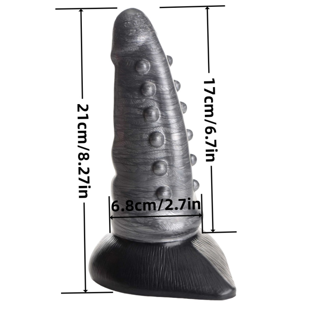 8.27'' Grey Textured Fantasy Silicone Dildo