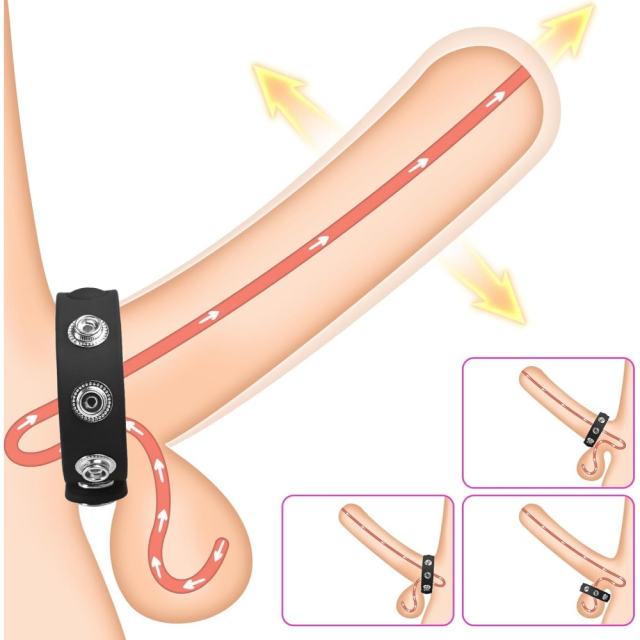 Black Adjustable Silicone Cock Ring Strap