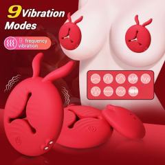 9-Mode Red App-Controlled Rechargeable Vibrating Nipple Clamps (Pair) with Remote Controller