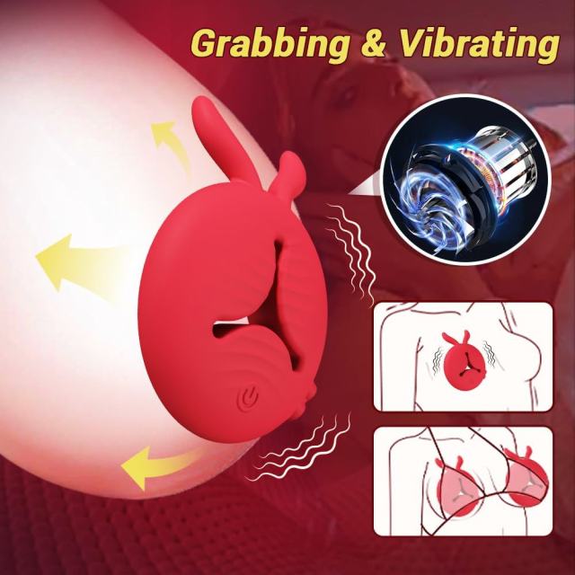 9-Mode Red App-Controlled Rechargeable Vibrating Nipple Clamps (Pair) with Remote Controller