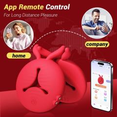 9-Mode Red App-Controlled Rechargeable Vibrating Nipple Clamps (Pair) with Remote Controller