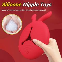 9-Mode Red App-Controlled Rechargeable Vibrating Nipple Clamps (Pair) with Remote Controller