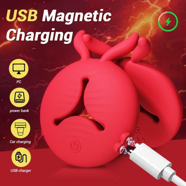 9-Mode Red App-Controlled Rechargeable Vibrating Nipple Clamps (Pair) with Remote Controller