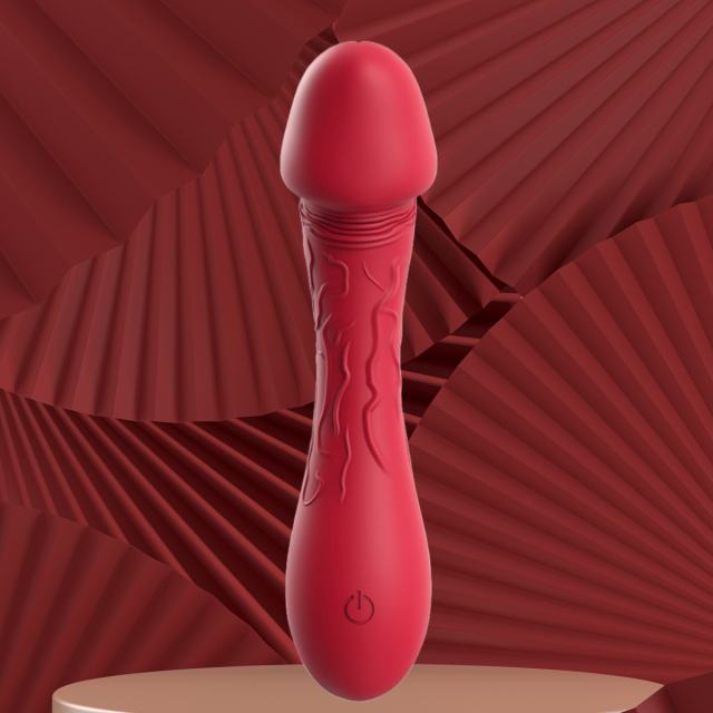 Customizable 4.73 Inch 10-Mode Red Waterproof Rechargeable Realistic Silicone Vibrator