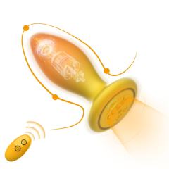 10-Mode Yellow & Orange Rechargeable Remote-Controlled Vibrating Anal Plug