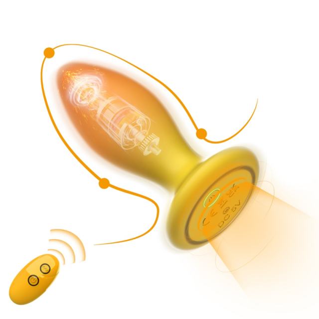 10-Mode Yellow & Orange Rechargeable Remote-Controlled Vibrating Anal Plug
