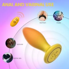 10-Mode Yellow & Orange Rechargeable Remote-Controlled Vibrating Anal Plug