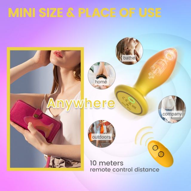 10-Mode Yellow & Orange Rechargeable Remote-Controlled Vibrating Anal Plug
