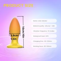 10-Mode Yellow & Orange Rechargeable Remote-Controlled Vibrating Anal Plug