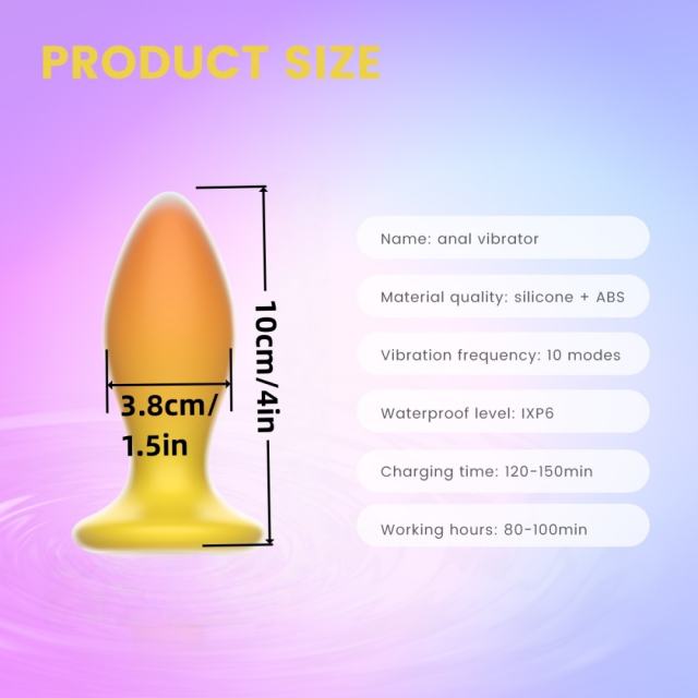 10-Mode Yellow & Orange Rechargeable Remote-Controlled Vibrating Anal Plug