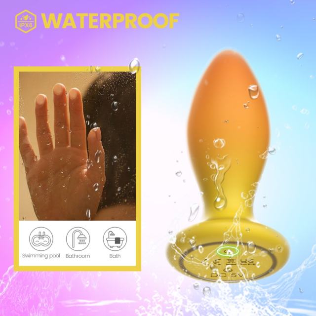 10-Mode Yellow & Orange Rechargeable Remote-Controlled Vibrating Anal Plug