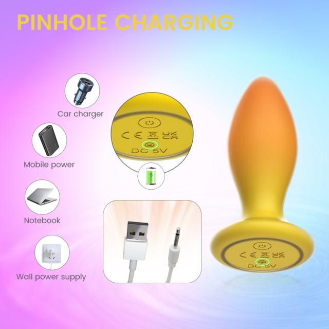 10-Mode Yellow & Orange Rechargeable Remote-Controlled Vibrating Anal Plug