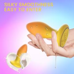 10-Mode Yellow & Orange Rechargeable Remote-Controlled Vibrating Anal Plug