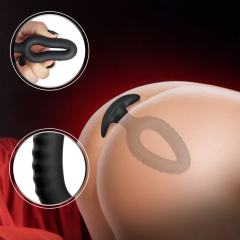 3-Piece Black Silicone Anal Plug Set with Pull-Ring Handles – Small/Medium/Large