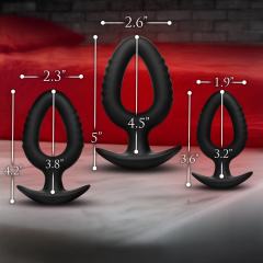 3-Piece Black Silicone Anal Plug Set with Pull-Ring Handles – Small/Medium/Large