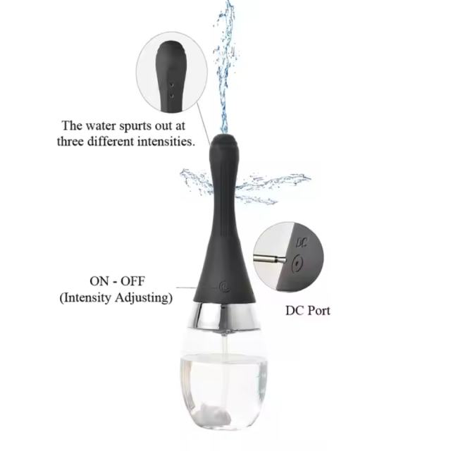 Rechargeable Electric Anal Douche – 300 ml Reservoir, 3-Speed Water Spray, Silicone Nozzle