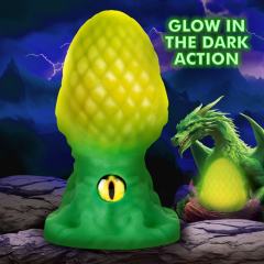 Glow-in-the-Dark One-Eyed Yellow and Green Fantasy Silicone Anal Plug