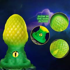 Glow-in-the-Dark One-Eyed Yellow and Green Fantasy Silicone Anal Plug