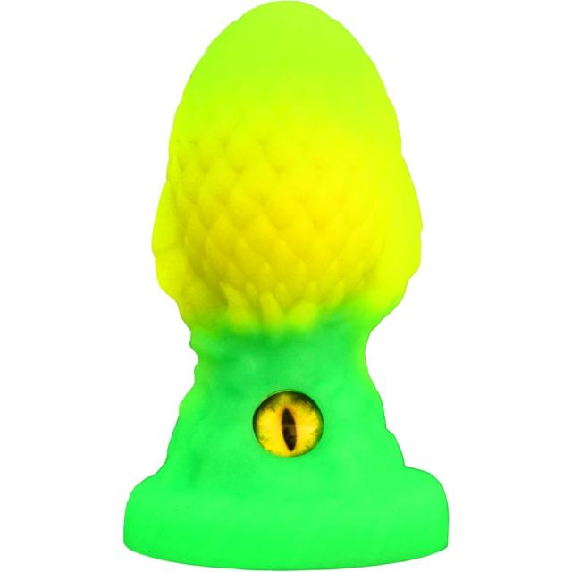 Glow-in-the-Dark One-Eyed Yellow and Green Fantasy Silicone Anal Plug