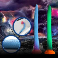17.73'' Multicolor Extra-Long Glow-in-the-Dark Silicone Dildo