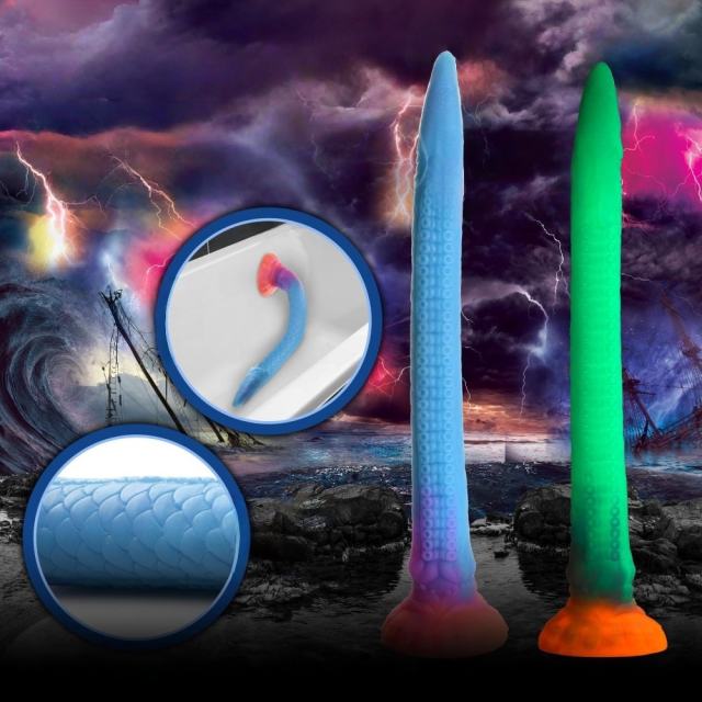 17.73'' Multicolor Extra-Long Glow-in-the-Dark Silicone Dildo