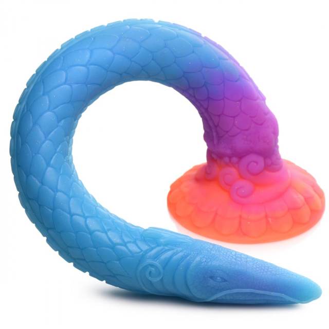 17.73'' Multicolor Extra-Long Glow-in-the-Dark Silicone Dildo