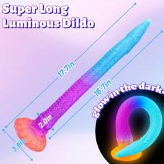 17.73'' Multicolor Extra-Long Glow-in-the-Dark Silicone Dildo