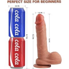 Customizable 8.27'' Light Brown Silicone Realistic Dildo with Balls and Strong Suction Cup