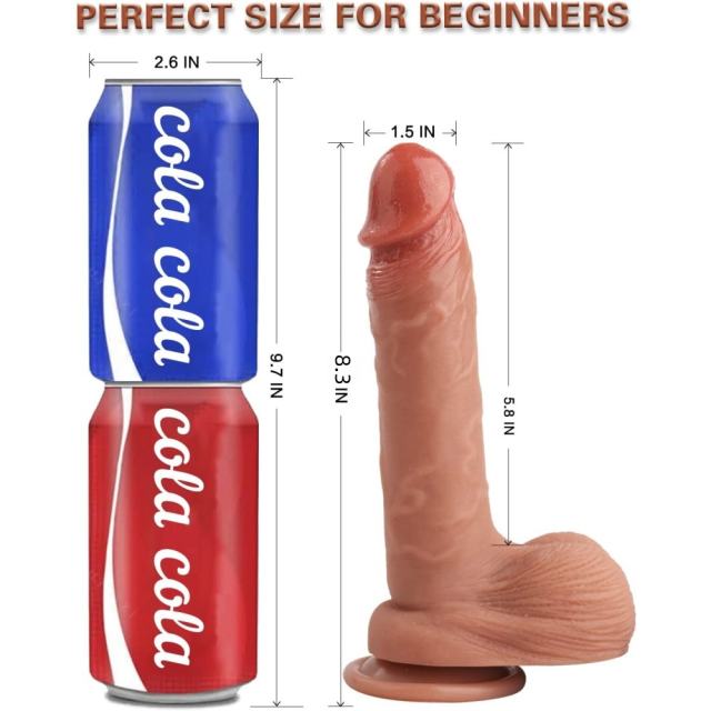 Customizable 8.27'' Light Brown Silicone Realistic Dildo with Balls and Strong Suction Cup