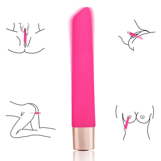 16 Modes Magenta Waterproof Rechargeable Slim Silicone Bullet Vibrator