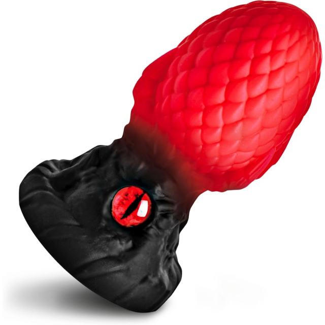 One-Eyed Red and Black Fantasy Silicone Anal Plug