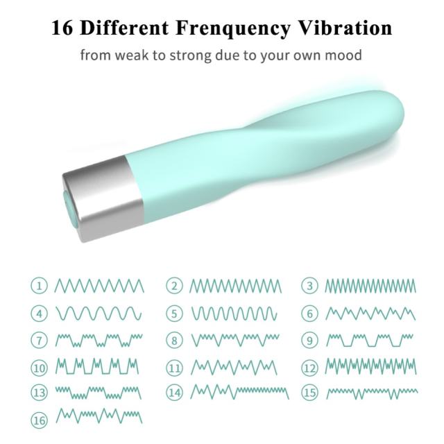 16 Modes Cyan Spiral Waterproof Rechargeable Silicone Bullet Vibrator
