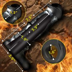 7.49'' Realistic Black & White Silicone Penis Extension Sleeve with Built-In Scrotum Ring