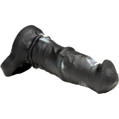 7.49'' Realistic Black & White Silicone Penis Extension Sleeve with Built-In Scrotum Ring