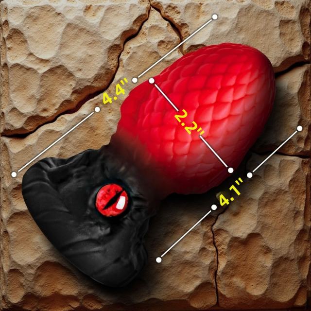 One-Eyed Red and Black Fantasy Silicone Anal Plug
