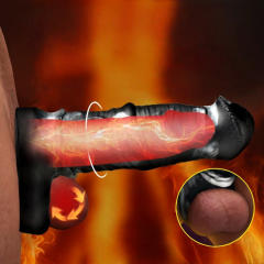 7.49'' Realistic Black & White Silicone Penis Extension Sleeve with Built-In Scrotum Ring