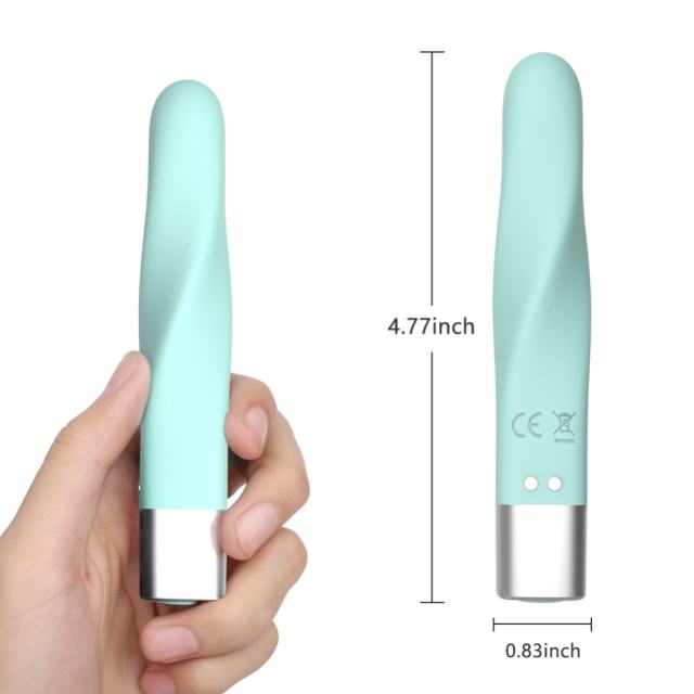 16 Modes Cyan Spiral Waterproof Rechargeable Silicone Bullet Vibrator