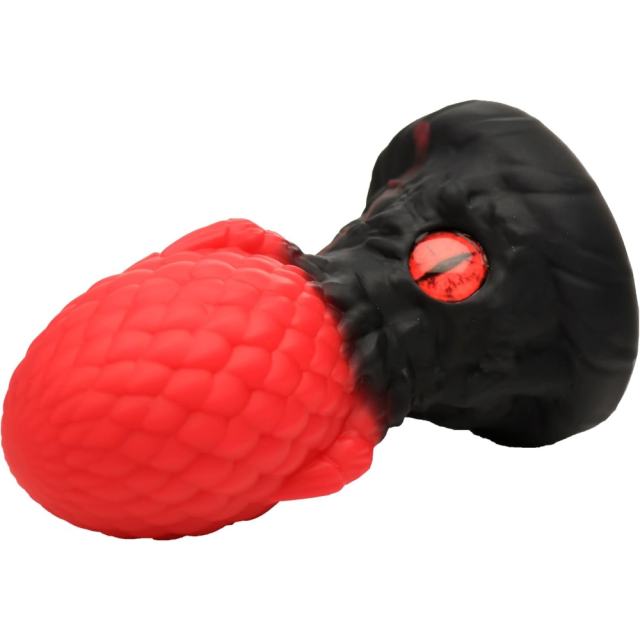 One-Eyed Red and Black Fantasy Silicone Anal Plug