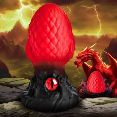 One-Eyed Red and Black Fantasy Silicone Anal Plug