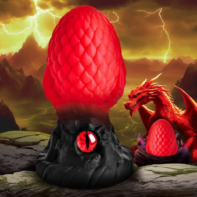 One-Eyed Red and Black Fantasy Silicone Anal Plug