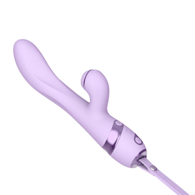 10 Modes Purple Waterproof Rechargeable Silicone Vibrator with Suction & Teaser Tail