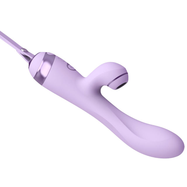 10 Modes Purple Waterproof Rechargeable Silicone Vibrator with Suction & Teaser Tail
