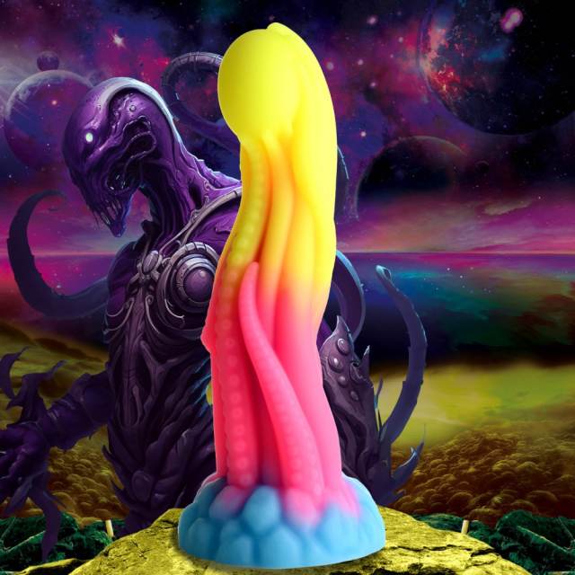 8.47'' Multicolor Glow-in-the-Dark Tentacle Fantasy Silicone Dildo with Suction Base