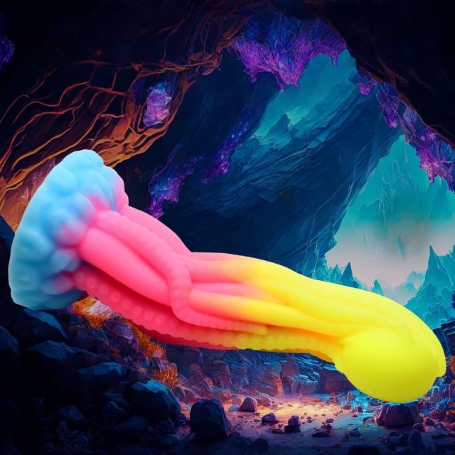 8.47'' Multicolor Glow-in-the-Dark Tentacle Fantasy Silicone Dildo with Suction Base