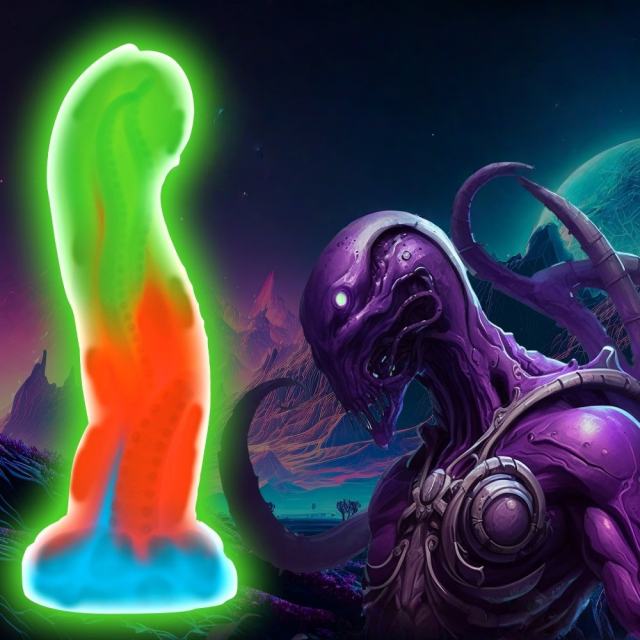 8.47'' Multicolor Glow-in-the-Dark Tentacle Fantasy Silicone Dildo with Suction Base